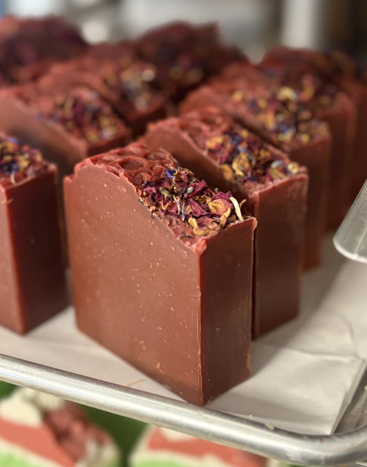 Rose Grapefruit Goat Milk Soap Natural Colorant Rhubarb Root